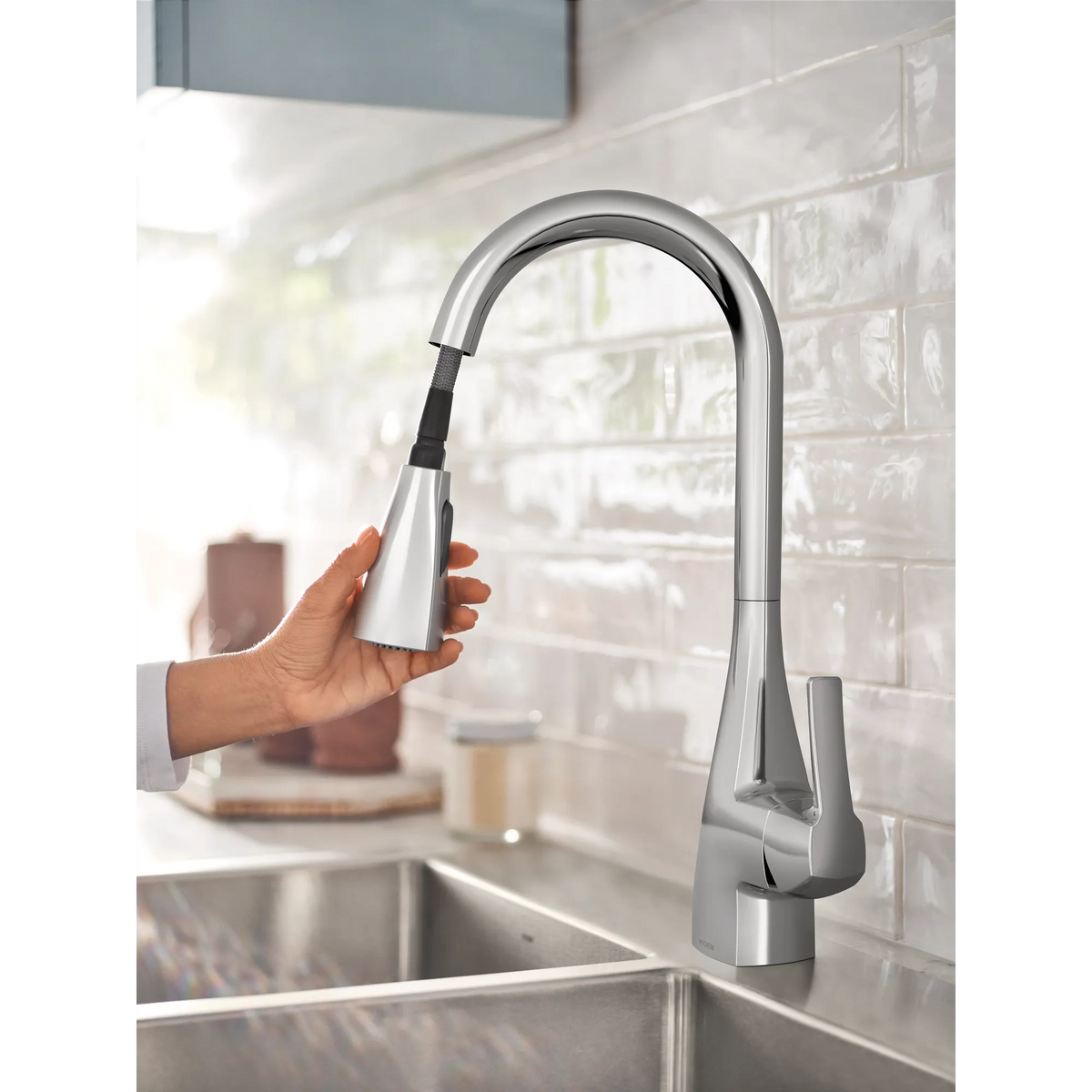 Moen Kiran Single-Handle High-Arc Pulldown Kitchen Faucet 87599 in Chrome (87599) - view 9