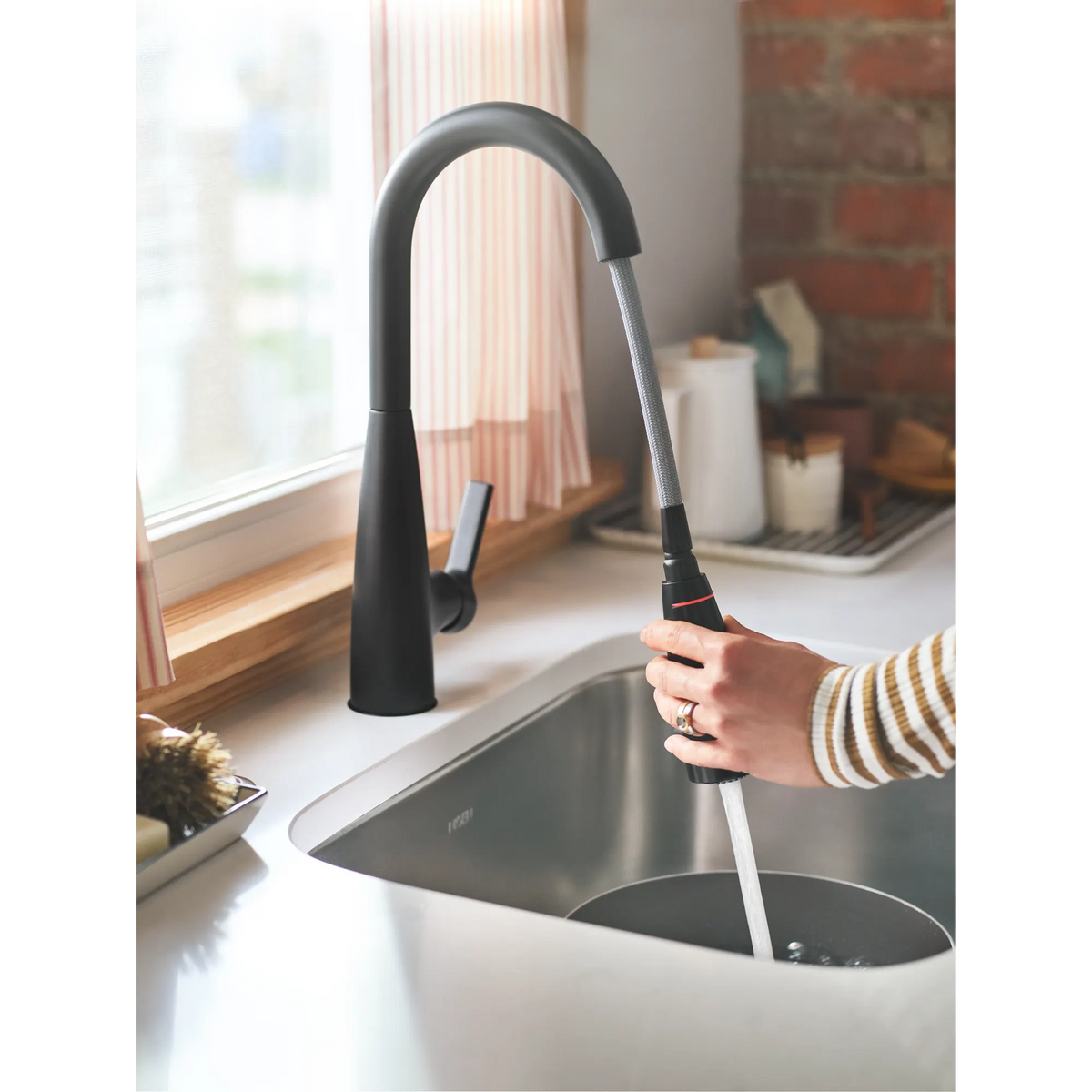 Moen Haelyn Single-Handle High-Arc Pulldown Kitchen Faucet 87627EI in Matte Black (87627EIBL) - view 9