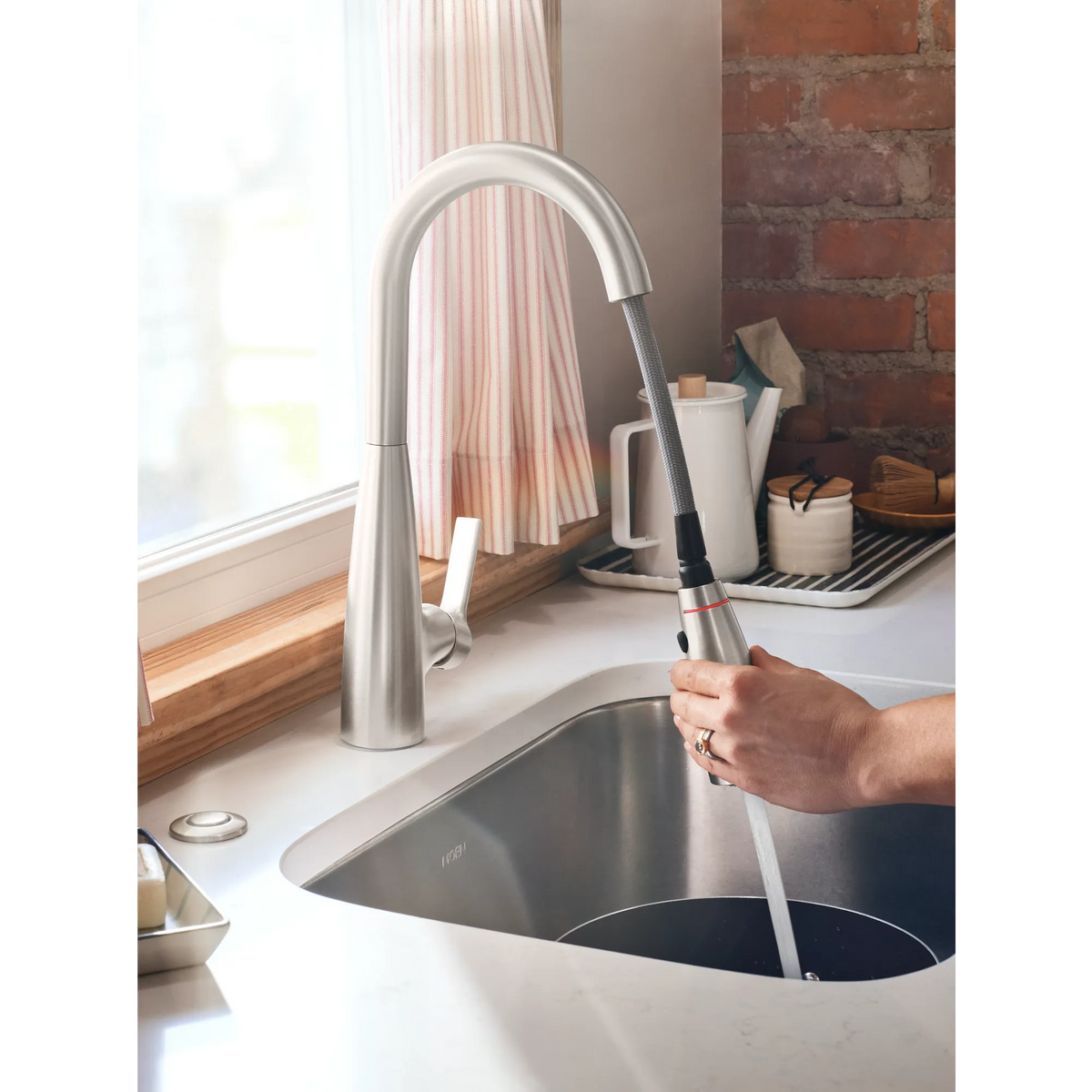 Moen Haelyn Single-Handle High-Arc Pulldown Kitchen Faucet 87627EI in Spot Resist Stainless (87627EISRS) - view 4