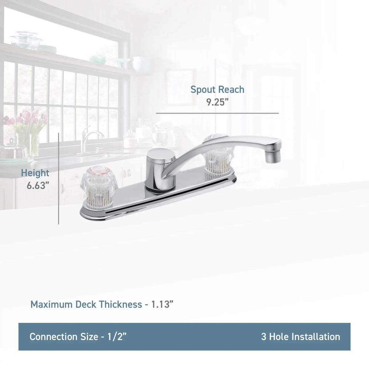 Moen Adler Two-Handle Low-Arc Kitchen Faucet CA87685 in Chrome (CA87685) - view 2