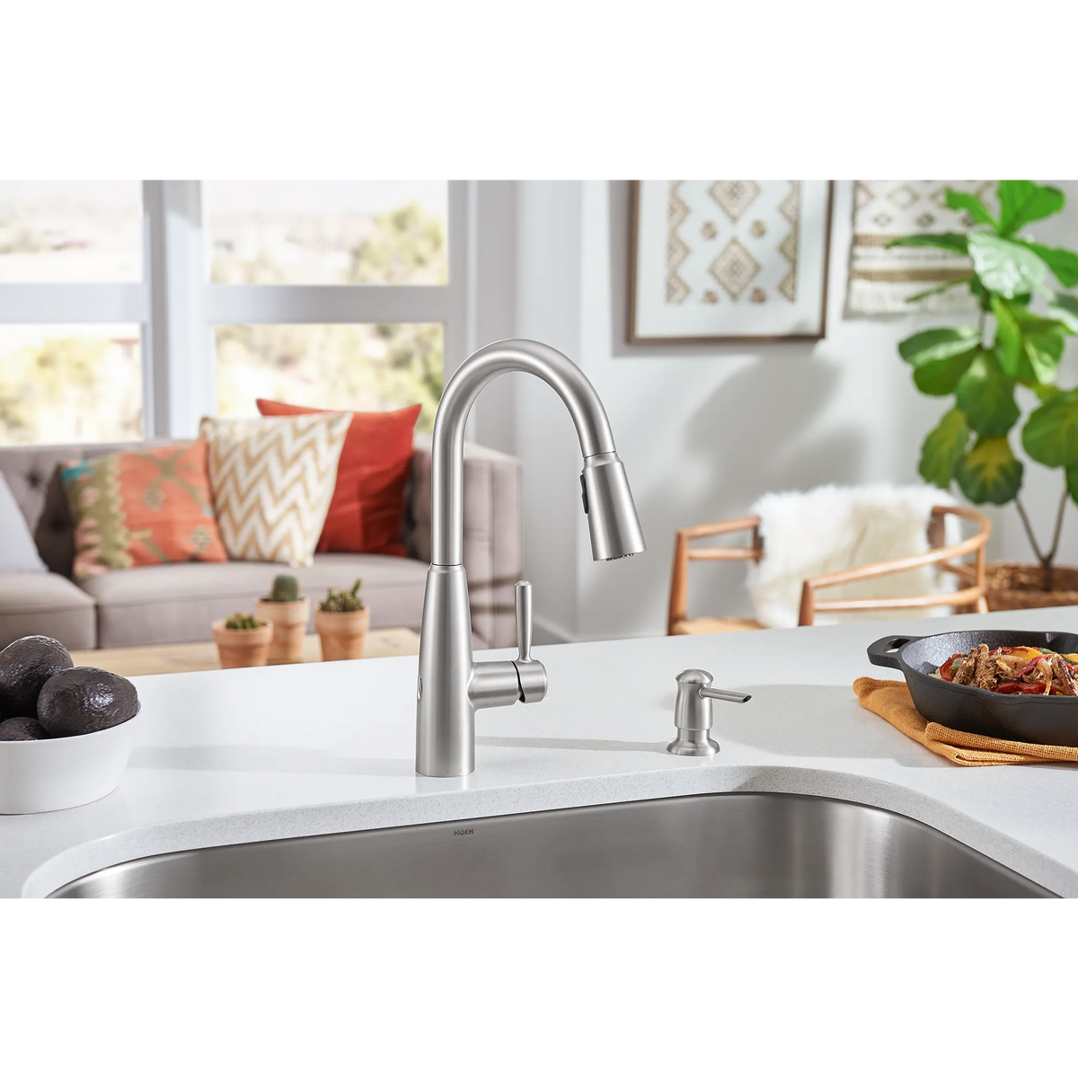 Moen Sperry Single-Handle Kitchen Faucet 87696EW in Spot Resist Stainless (87696EWSRS) - view 6