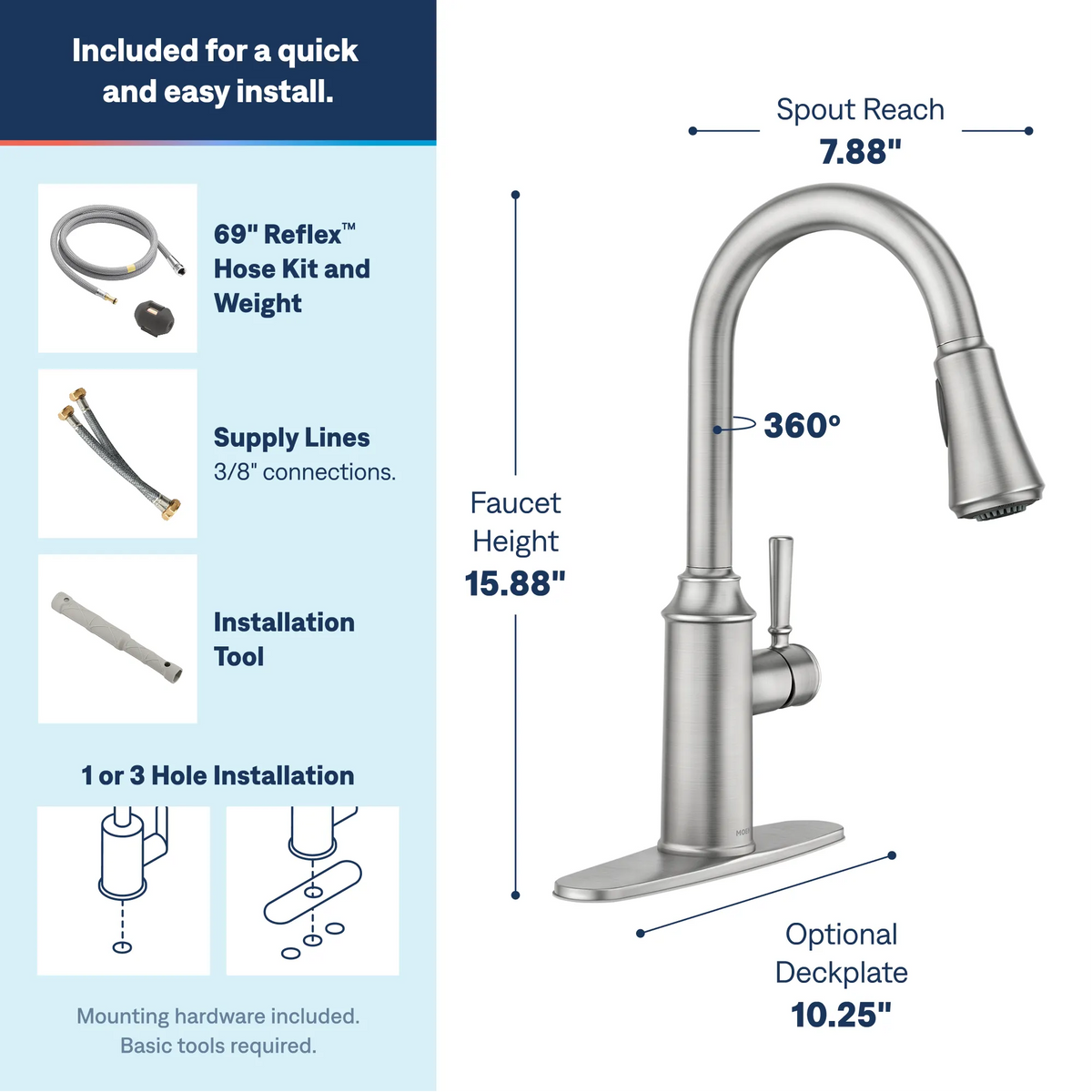 Moen Conneaut Single-Handle High-Arc Pulldown Kitchen Faucet 87801 in Spot Resist Stainless (87801SRS) - view 4