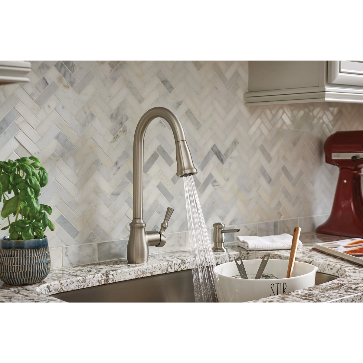 Moen Fieldstone Single-Handle High-Arc Kitchen Faucet 87808 in Spot Resist Stainless (87808SRS) - view 3