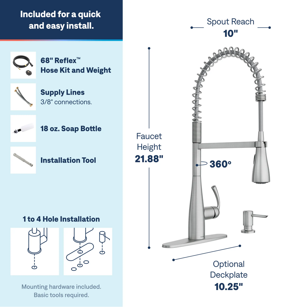 Moen Essie Single-Handle High-Arc Pre-Rinse Spring Pulldown Kitchen Faucet 87814 in Spot Resist Stainless (87814SRS) - view 6