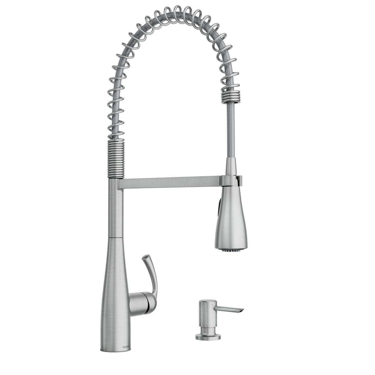 Moen Essie Single-Handle High-Arc Pre-Rinse Spring Pulldown Kitchen Faucet 87814 in Spot Resist Stainless (87814SRS)