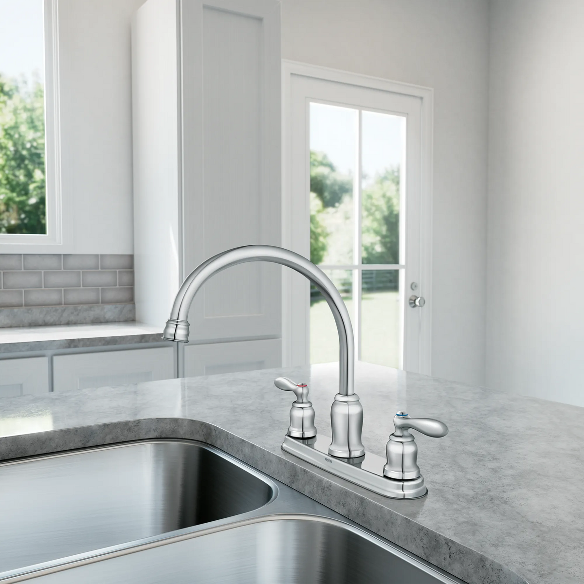 Moen Caldwell Two-Handle Low-Arc Kitchen Faucet 87859 in Chrome (87859) - view 2