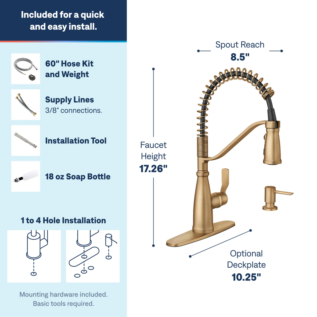 Moen Nolia Single-Handle High-Arc Pre-Rinse Spring Pulldown Kitchen Faucet 87886 in Bronzed Gold (87886BZG) - view 2