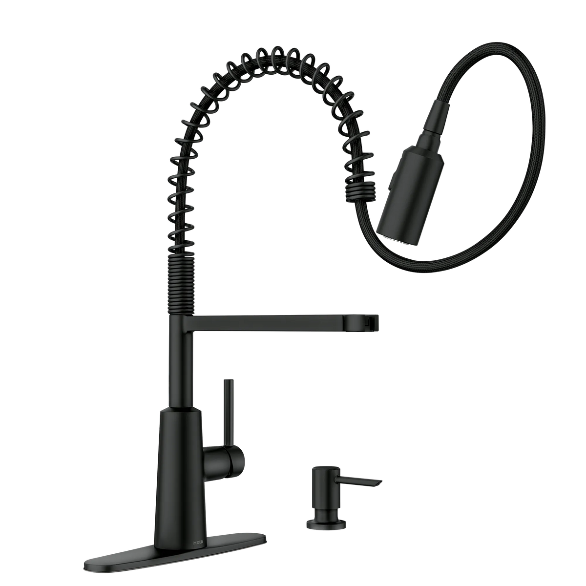Moen Nori Pre-Rinse Spring Kitchen Faucet 87897 in Matte Black (87897BL) - view 3