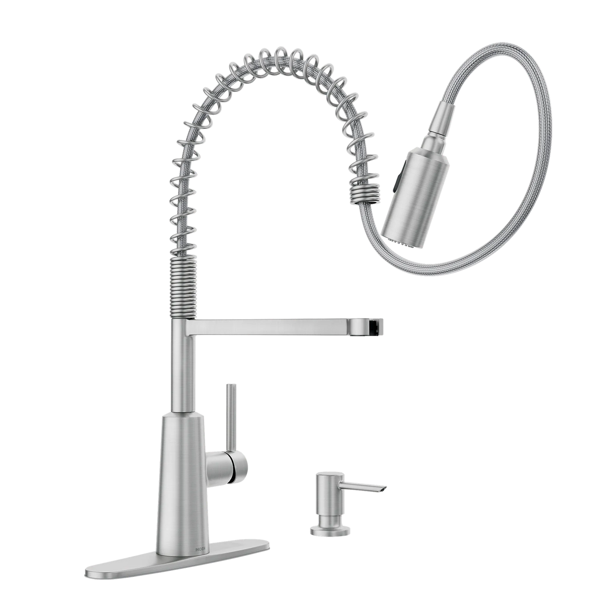 Moen Nori Pre-Rinse Spring Kitchen Faucet 87897 in Spot Resist Stainless (87897SRS) - view 6