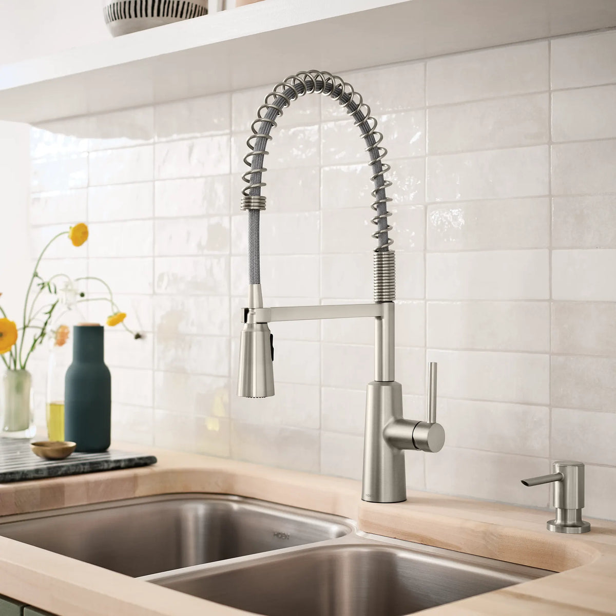 Moen Nori Pre-Rinse Spring Kitchen Faucet 87897 in Spot Resist Stainless (87897SRS) - view 3