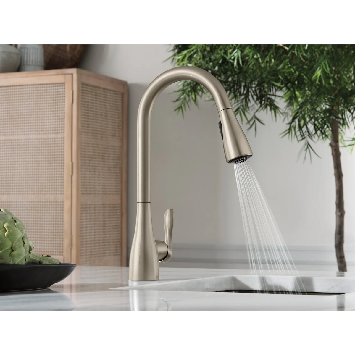Moen Georgene Single-Handle High-Arc Pulldown Kitchen Faucet 87912 in Spot Resist Stainless (87912SRS) - view 4