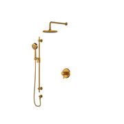 Riobel Momenti Thermostatic & Pressure Balance Shower Trim Kit with Showerhead & Hand Shower Rail - Brushed Gold (TKIT323MMRDJBG-CW)