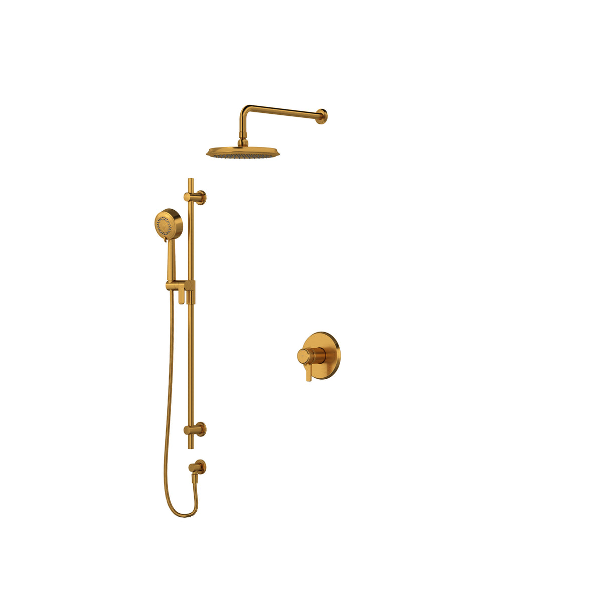 Riobel Momenti Thermostatic & Pressure Balance Shower Trim Kit with Showerhead & Hand Shower Rail - Brushed Gold (TKIT323MMRDJBG-CW)