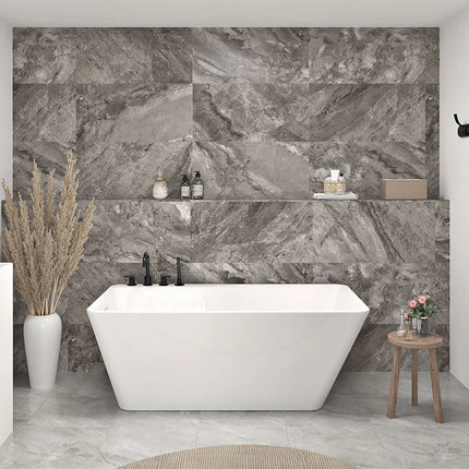 Zitta Bathtub Artesio+ freestanding white 59 3/4" x 31 5/8" x 22 7/8"  Left, removable apron, acrylic, Zitta collection TAS6032FAPL1 - Plumbing Market