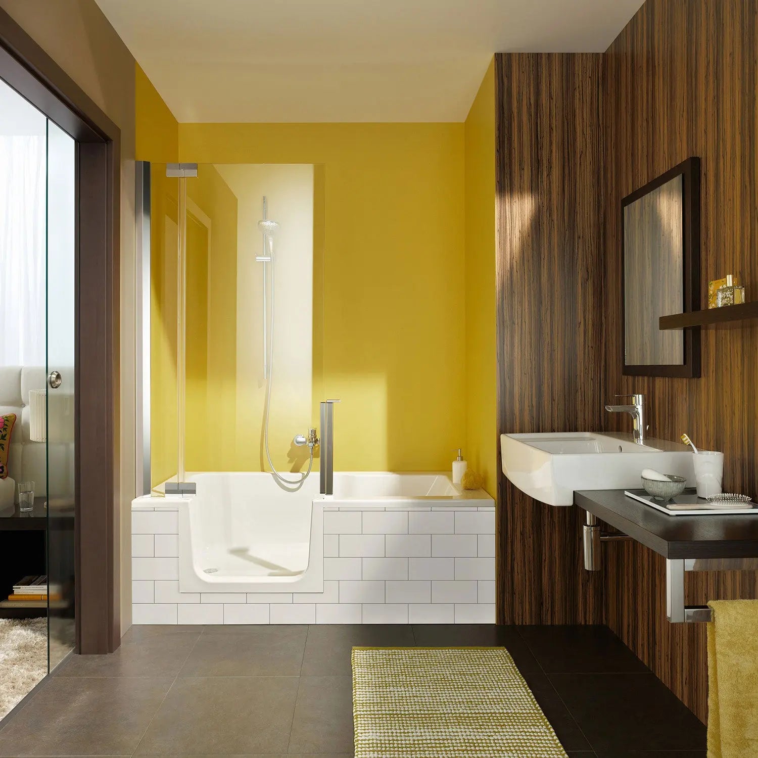 Zitta Bathtub Duett 60 Left alcove kit for ceramic with left shower door 60" x 29 1/2" x 21 5/8", acrylic, in alcove with door, Zitta collection TD16030TTDL0Z - Plumbing Market
