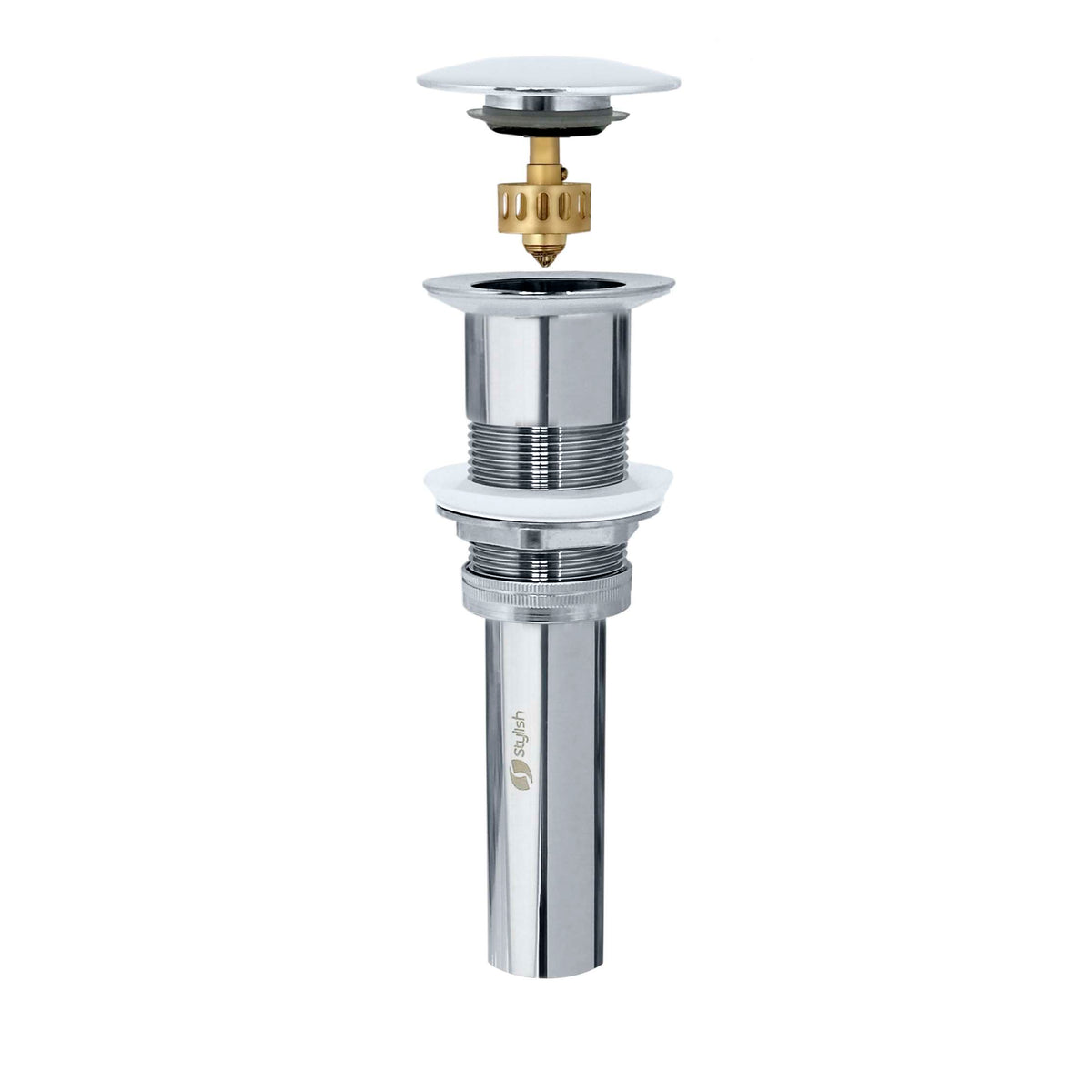 Stylish Pop-Up Bathroom Sink Drain Without Overflow Polished Chrome D-702C