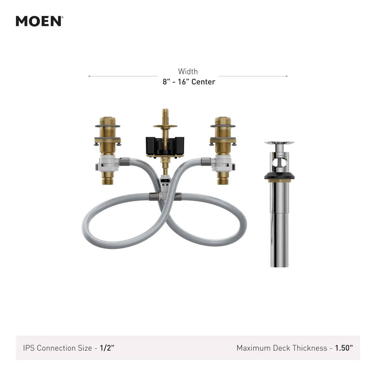 Moen M-Pact Widespread Valve 8" - 16" Center 1/2" IPS Connection 9000 in Chrome (9000) - view 2