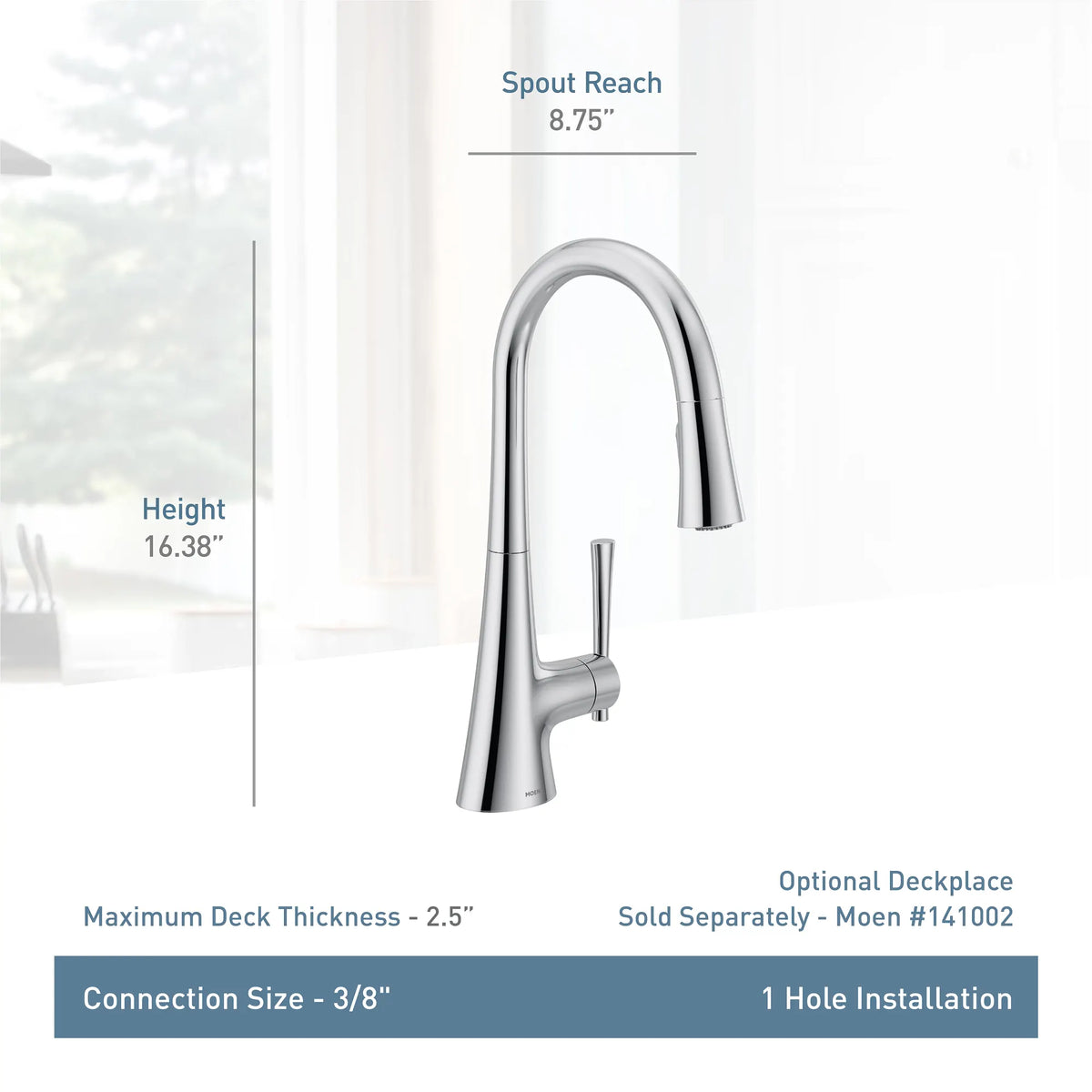 Moen Kurv Single-Handle High-Arc Pulldown Kitchen Faucet 9126 in Chrome (9126) - view 2