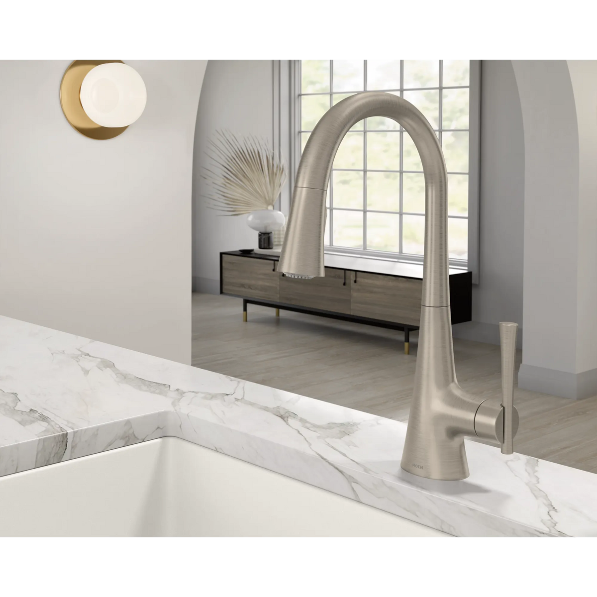 Moen Kurv Single-Handle High-Arc Pulldown Kitchen Faucet 9126 in Spot Resist Stainless (9126SRS) - view 3
