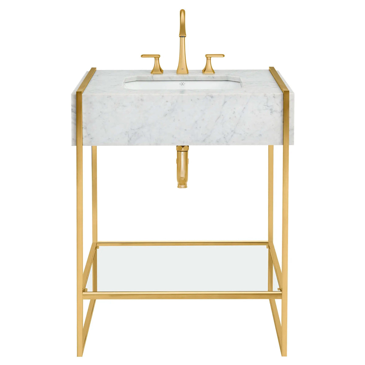 DXV Belshire 30 in. Console Legs with Glass Shelf in Satin Brass (D21065000.427)