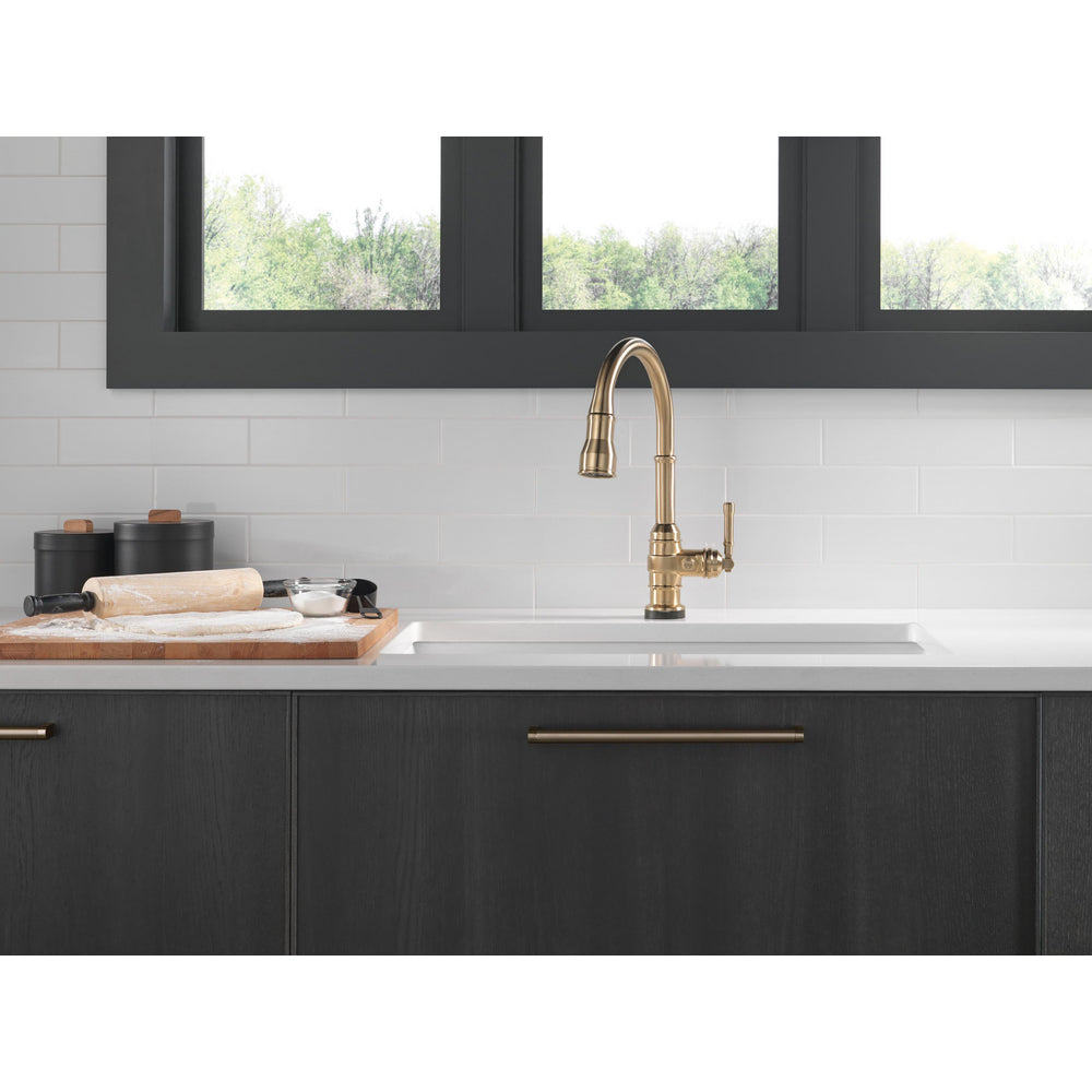 Delta Broderick Touch2O Pull-Down Kitchen With Shieldspray - Champagne Bronze