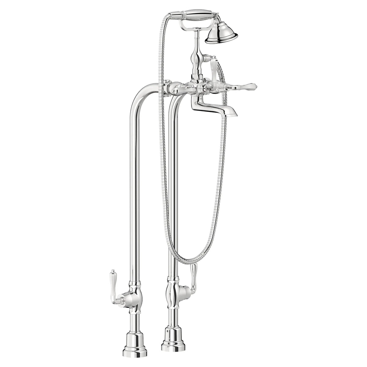 DXV Traditional Floor Mount Bathtub Filler with Hand Shower and Lever Handles in Polished Chrome (D3510195C.100) - view 2