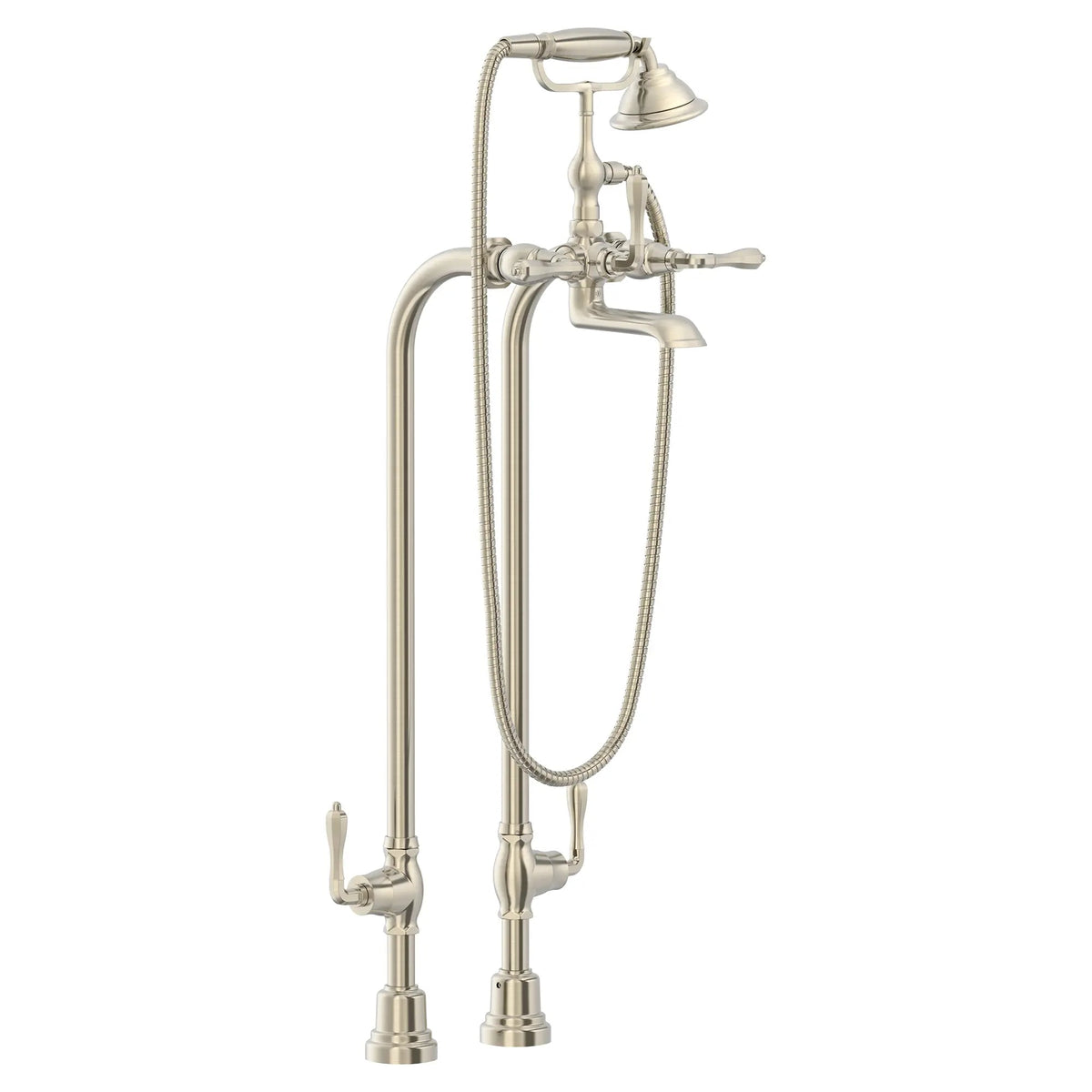 DXV Traditional Floor Mount Bathtub Filler with Hand Shower and Lever Handles in Brushed Nickel (D3510195C.144) - view 2