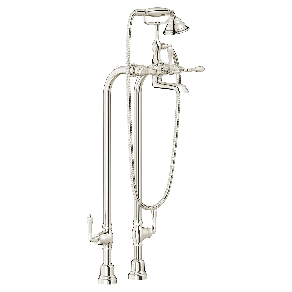 DXV Traditional Floor Mount Bathtub Filler with Hand Shower and Lever Handles in Platinum Nickel (D3510195C.150) - view 2