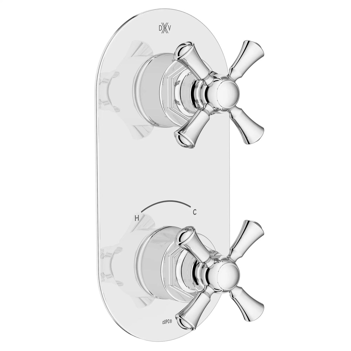 DXV Oak Hill 2-Handle Thermostatic Valve Trim Only with Cross Handles in Polished Chrome (D35155528.100) - view 2