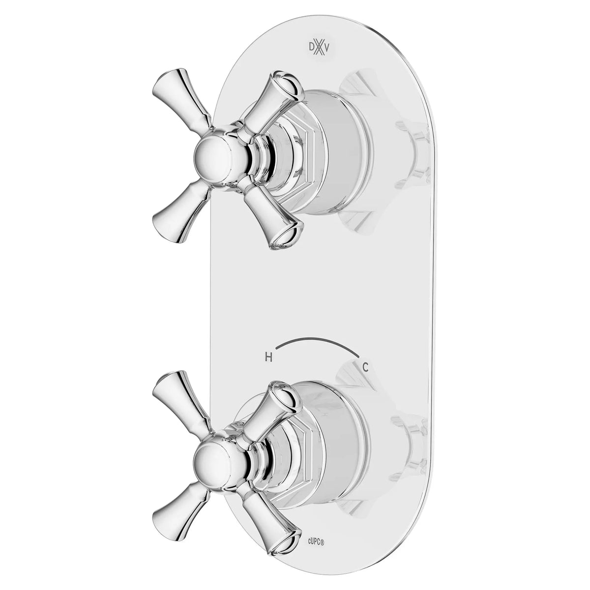 DXV Oak Hill 2-Handle Thermostatic Valve Trim Only with Cross Handles in Polished Chrome (D35155528.100) - view 3