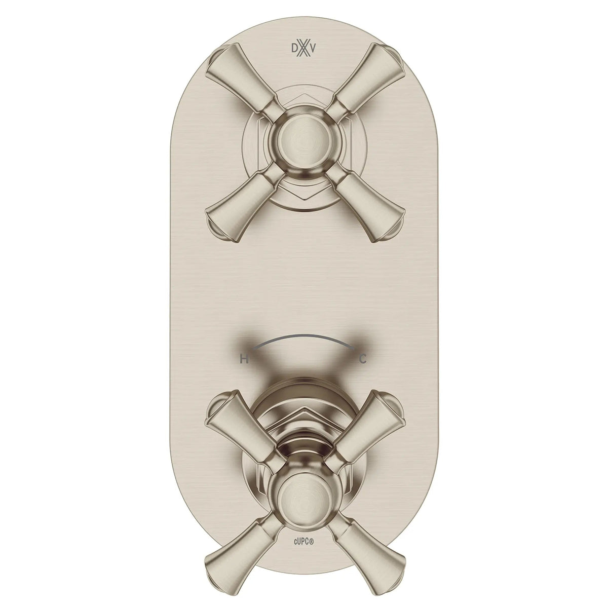 DXV Oak Hill 2-Handle Thermostatic Valve Trim Only with Cross Handles in Brushed Nickel (D35155528.144)