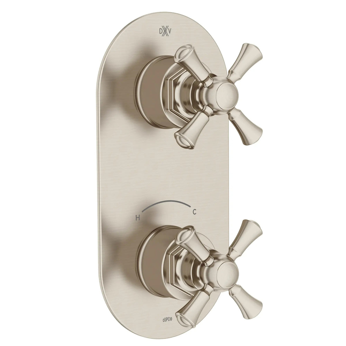 DXV Oak Hill 2-Handle Thermostatic Valve Trim Only with Cross Handles in Brushed Nickel (D35155528.144) - view 2