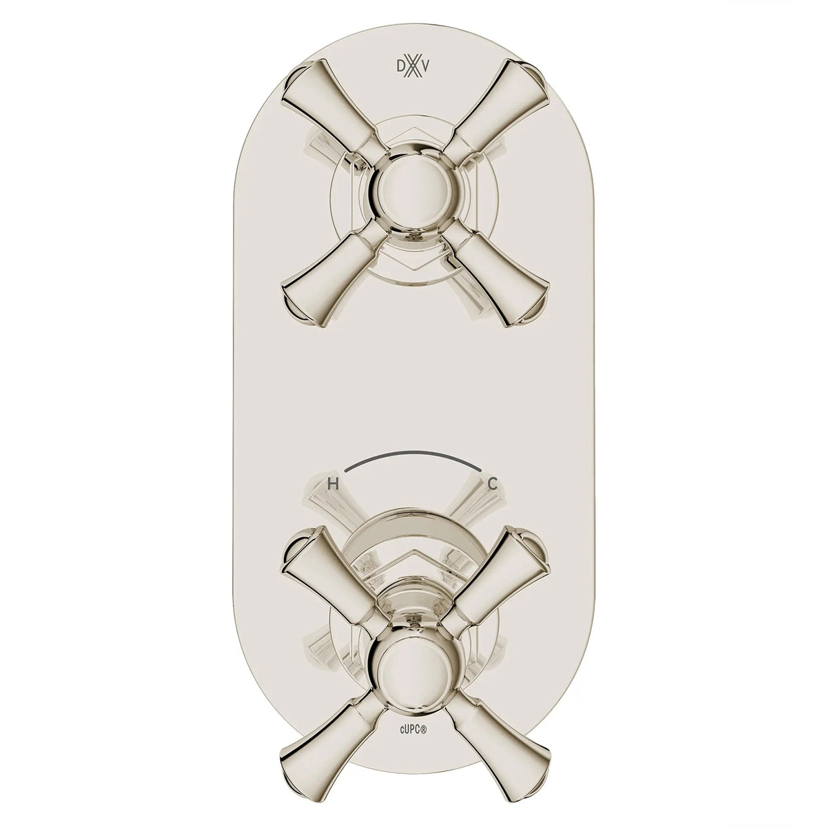 DXV Oak Hill 2-Handle Thermostatic Valve Trim Only with Cross Handles in Platinum Nickel (D35155528.150)