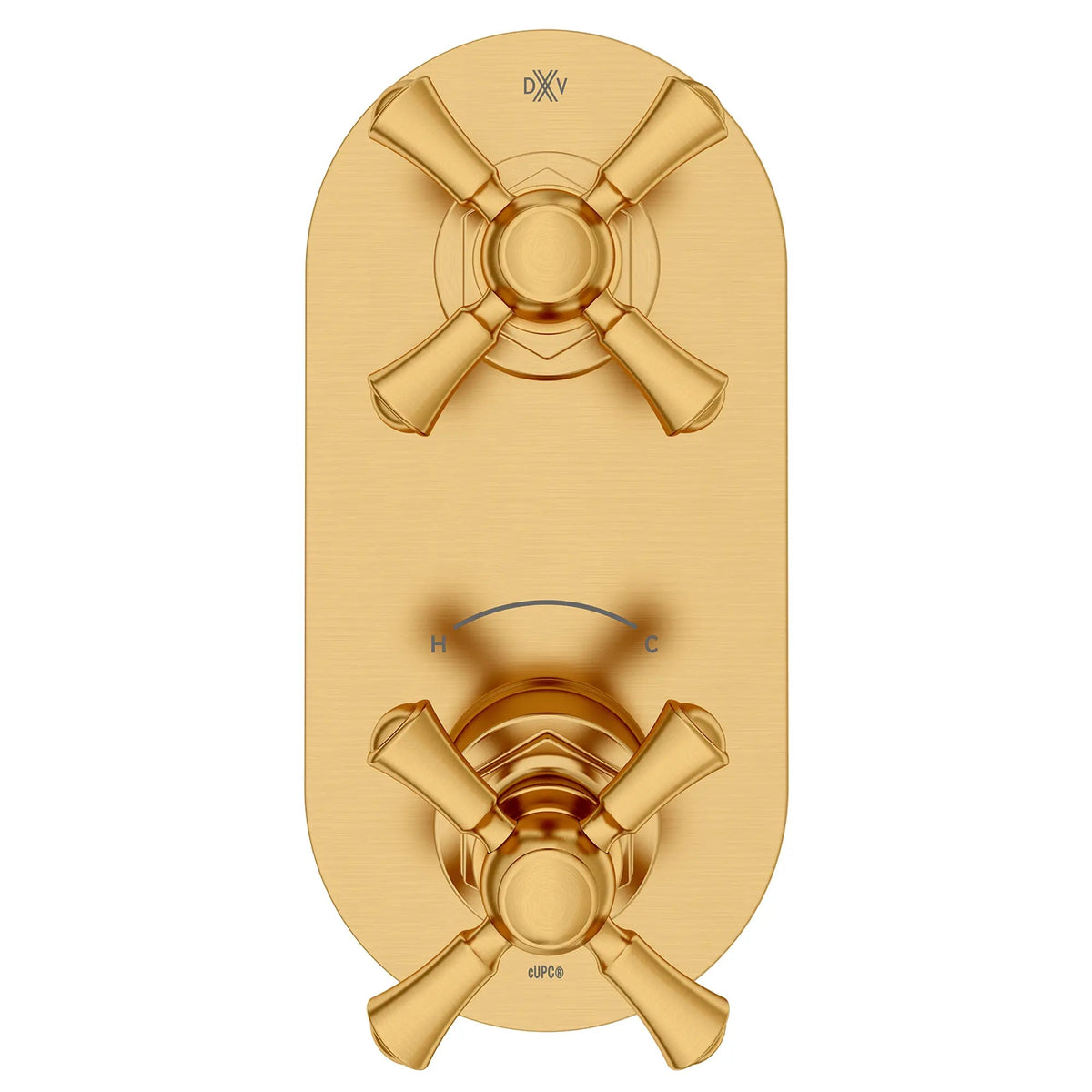 DXV Oak Hill 2-Handle Thermostatic Valve Trim Only with Cross Handles in Satin Brass (D35155528.427)