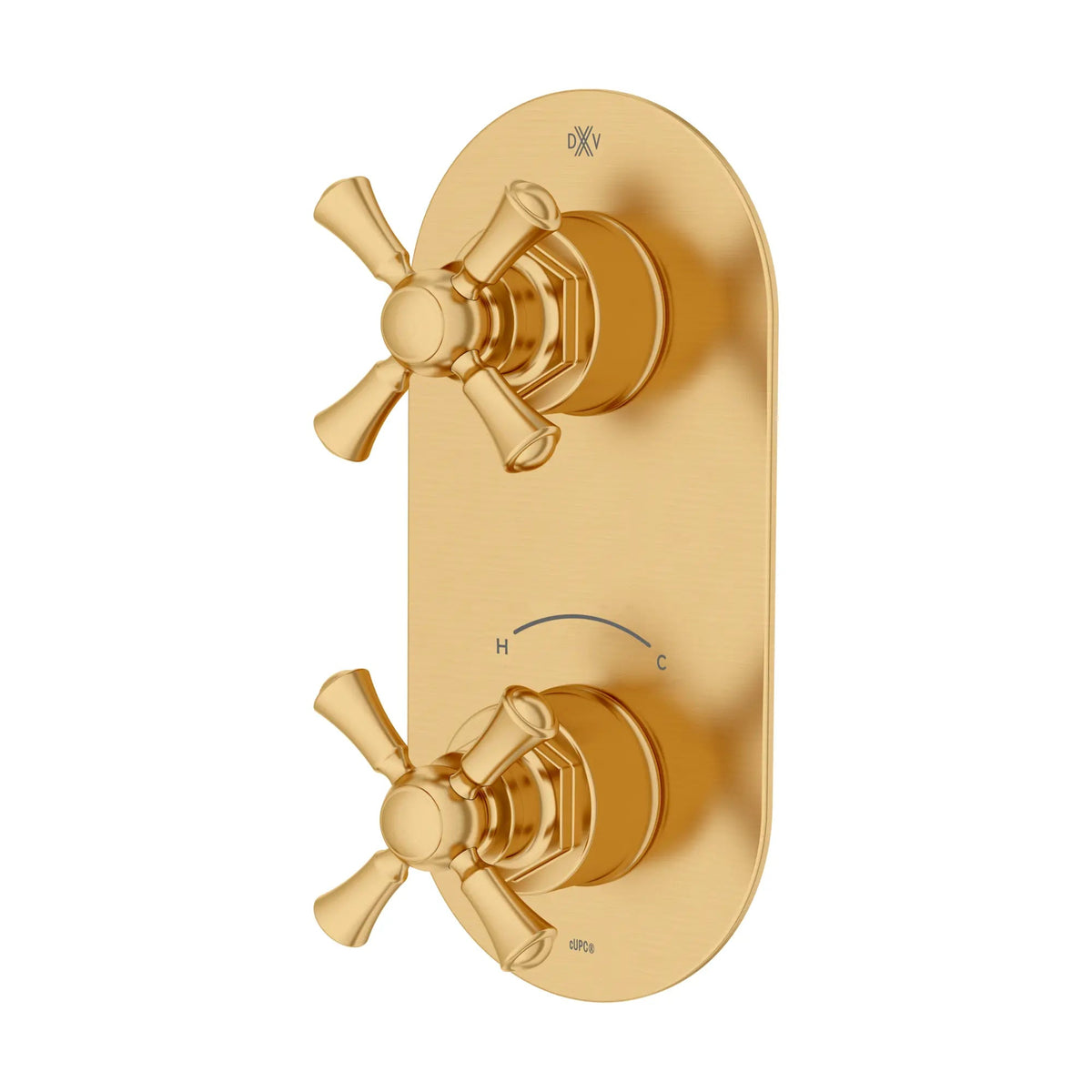 DXV Oak Hill 2-Handle Thermostatic Valve Trim Only with Cross Handles in Satin Brass (D35155528.427) - view 3