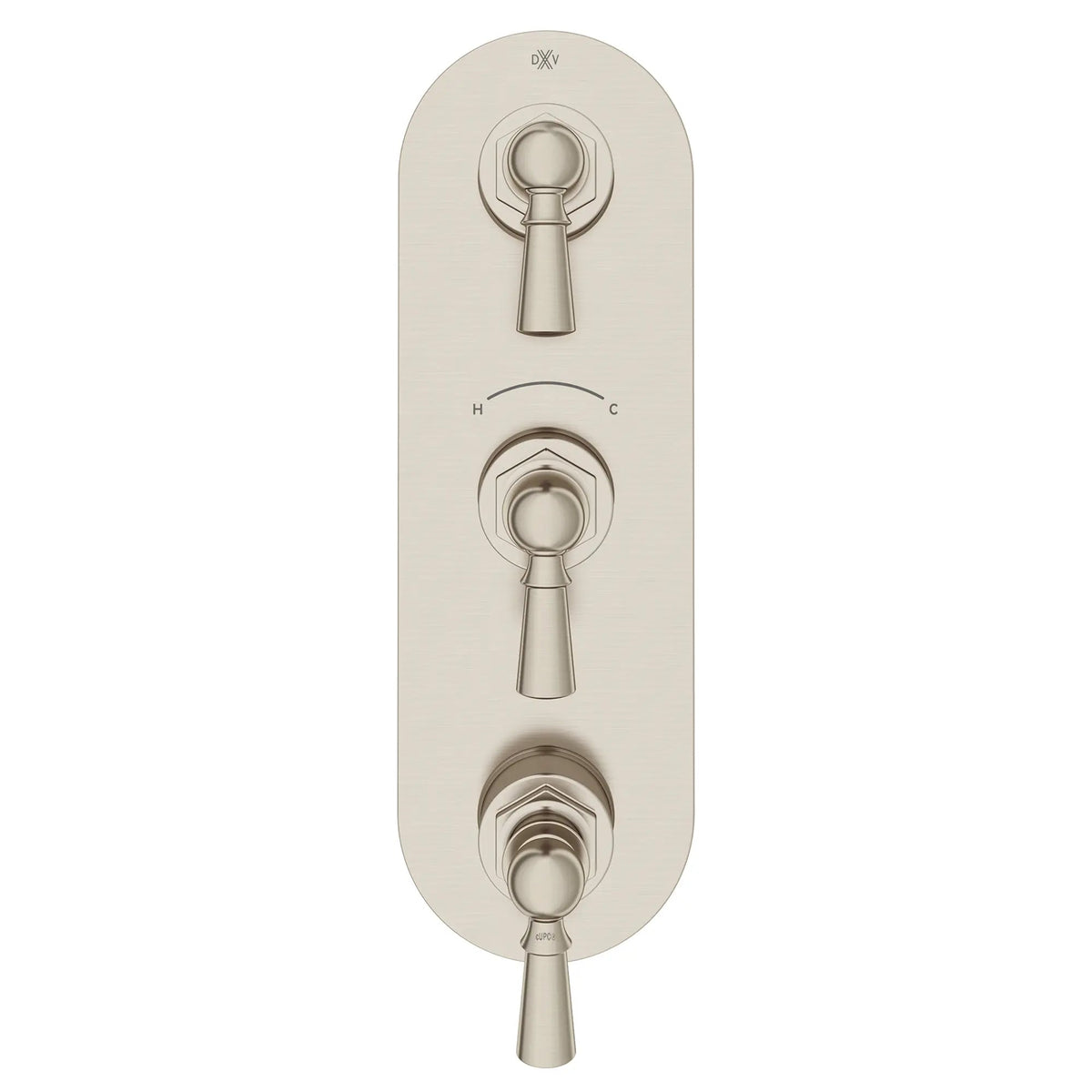 DXV Oak Hill 3-Handle Thermostatic Valve Trim Only with Lever Handles in Brushed Nickel (D35155537.144)