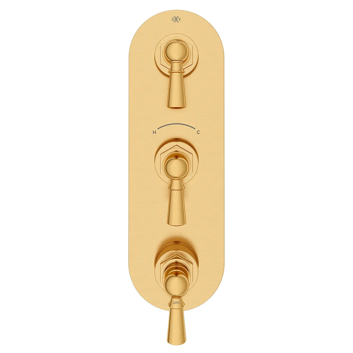 DXV Oak Hill 3-Handle Thermostatic Valve Trim Only with Lever Handles in Satin Brass (D35155537.427)