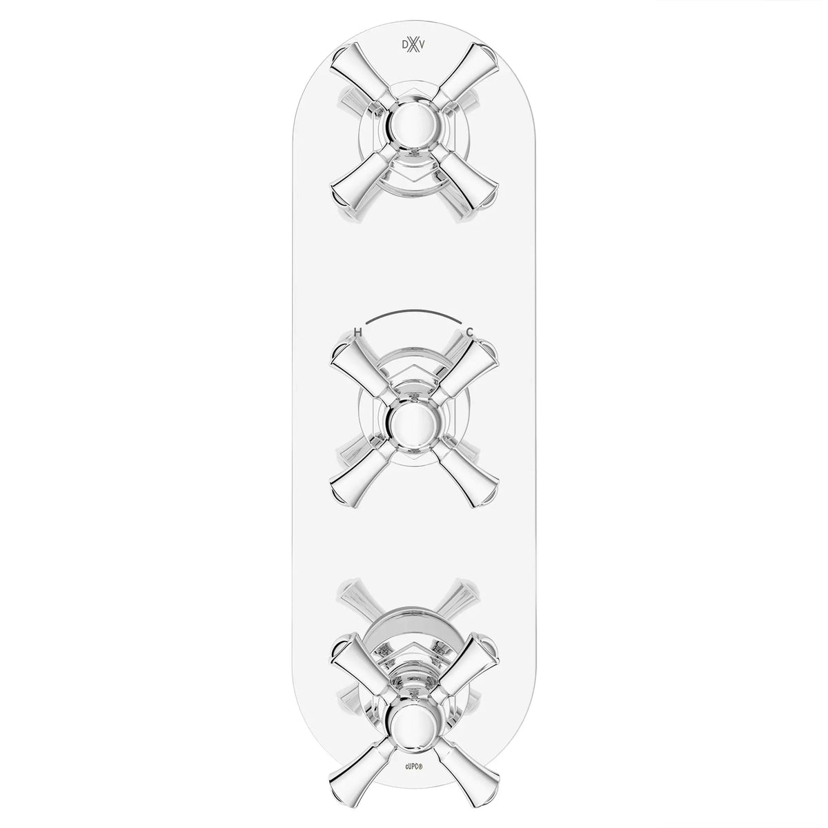 DXV Oak Hill 3-Handle Thermostatic Valve Trim Only with Cross Handles in Polished Chrome (D35155538.100)