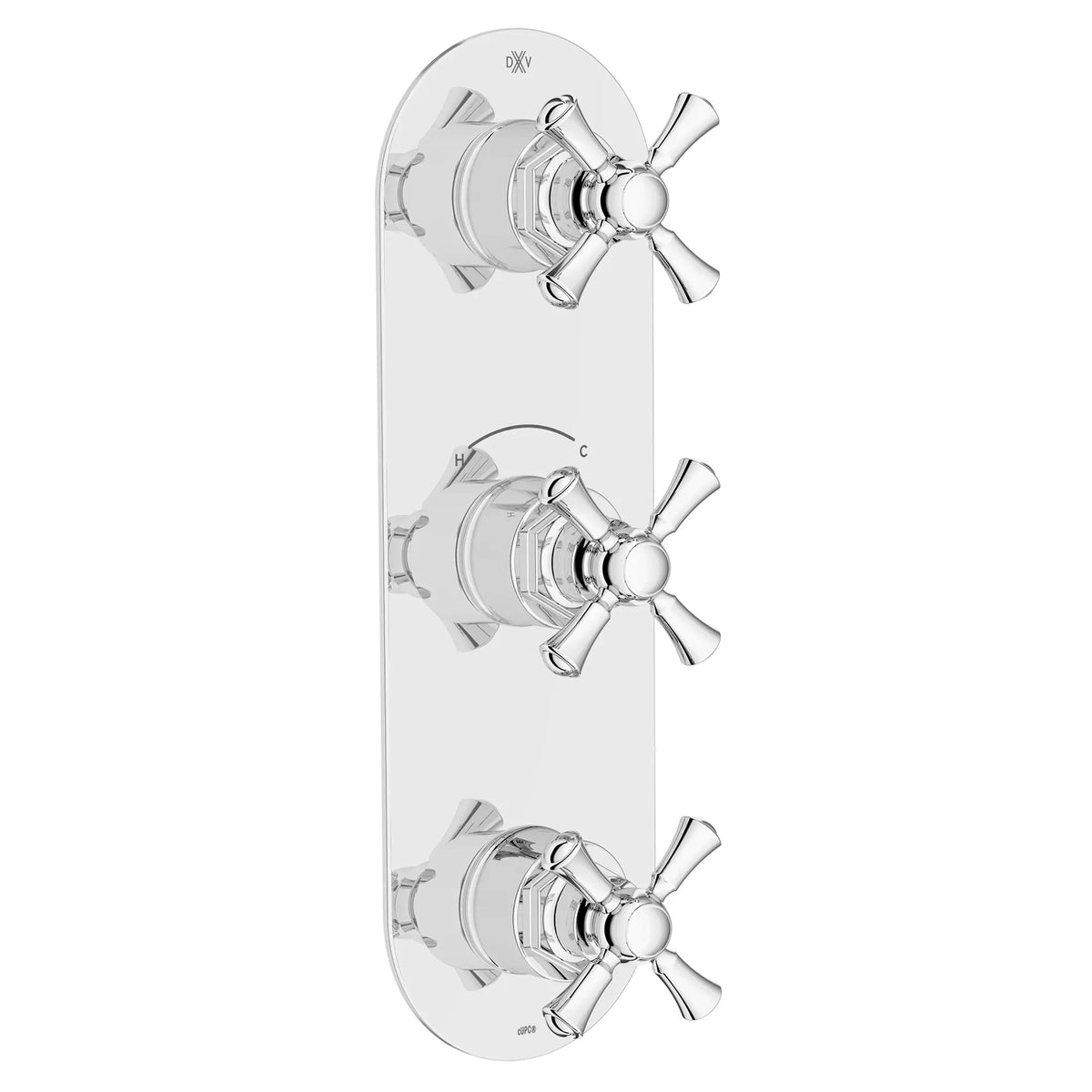 DXV Oak Hill 3-Handle Thermostatic Valve Trim Only with Cross Handles in Polished Chrome (D35155538.100) - view 2