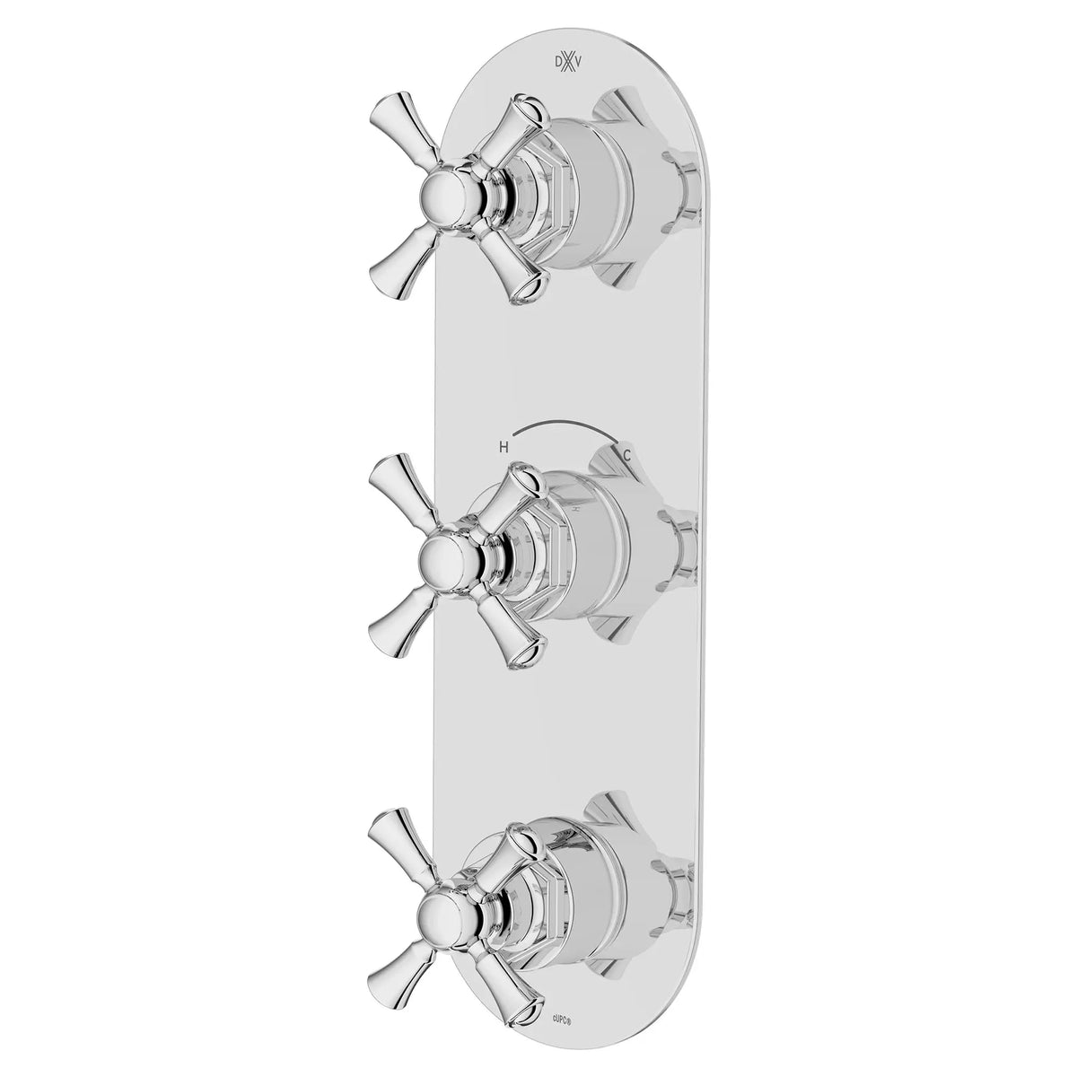 DXV Oak Hill 3-Handle Thermostatic Valve Trim Only with Cross Handles in Polished Chrome (D35155538.100) - view 3