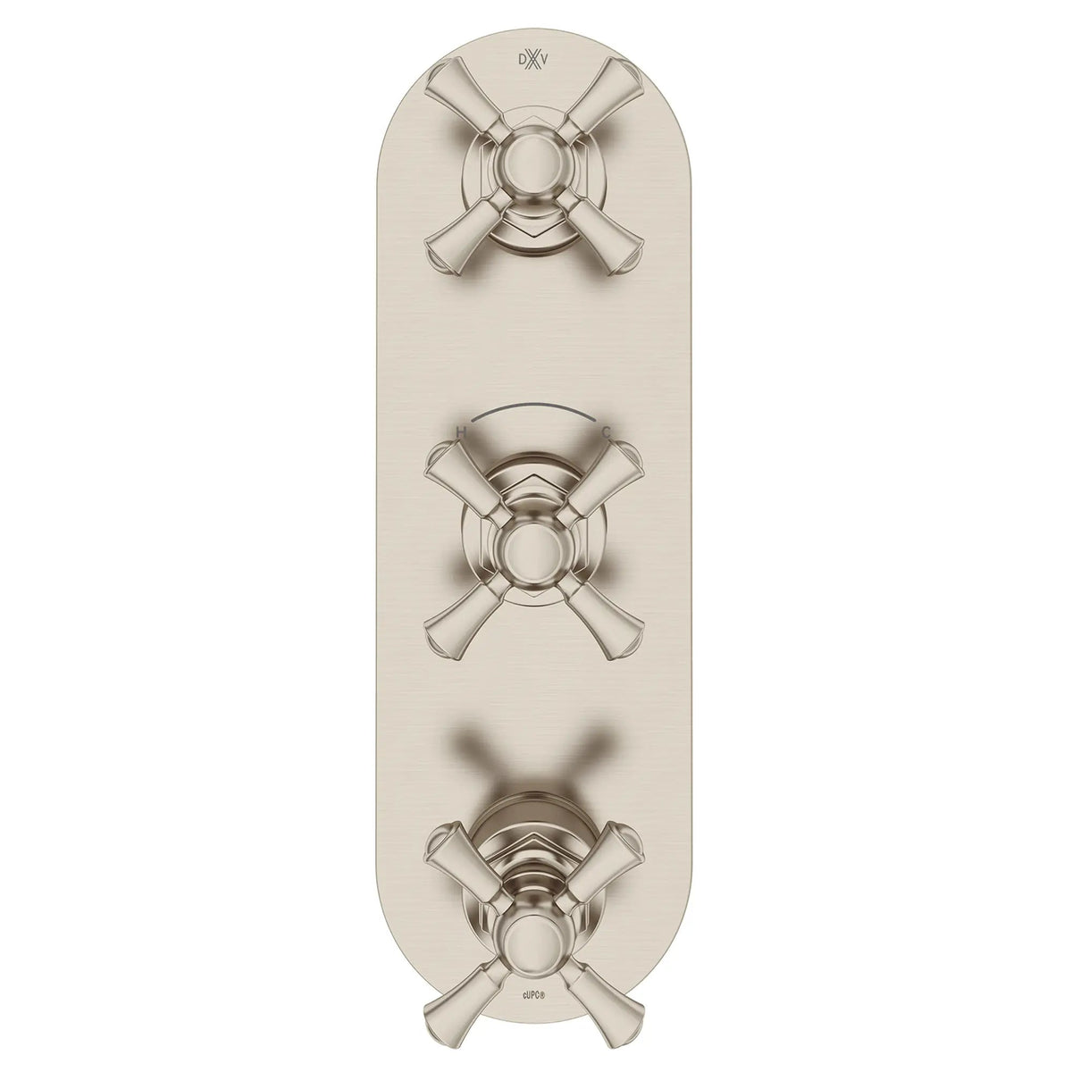 DXV Oak Hill 3-Handle Thermostatic Valve Trim Only with Cross Handles in Brushed Nickel (D35155538.144)