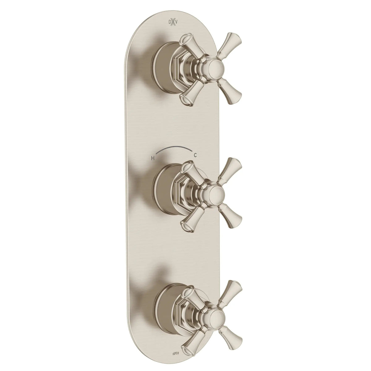 DXV Oak Hill 3-Handle Thermostatic Valve Trim Only with Cross Handles in Brushed Nickel (D35155538.144) - view 2