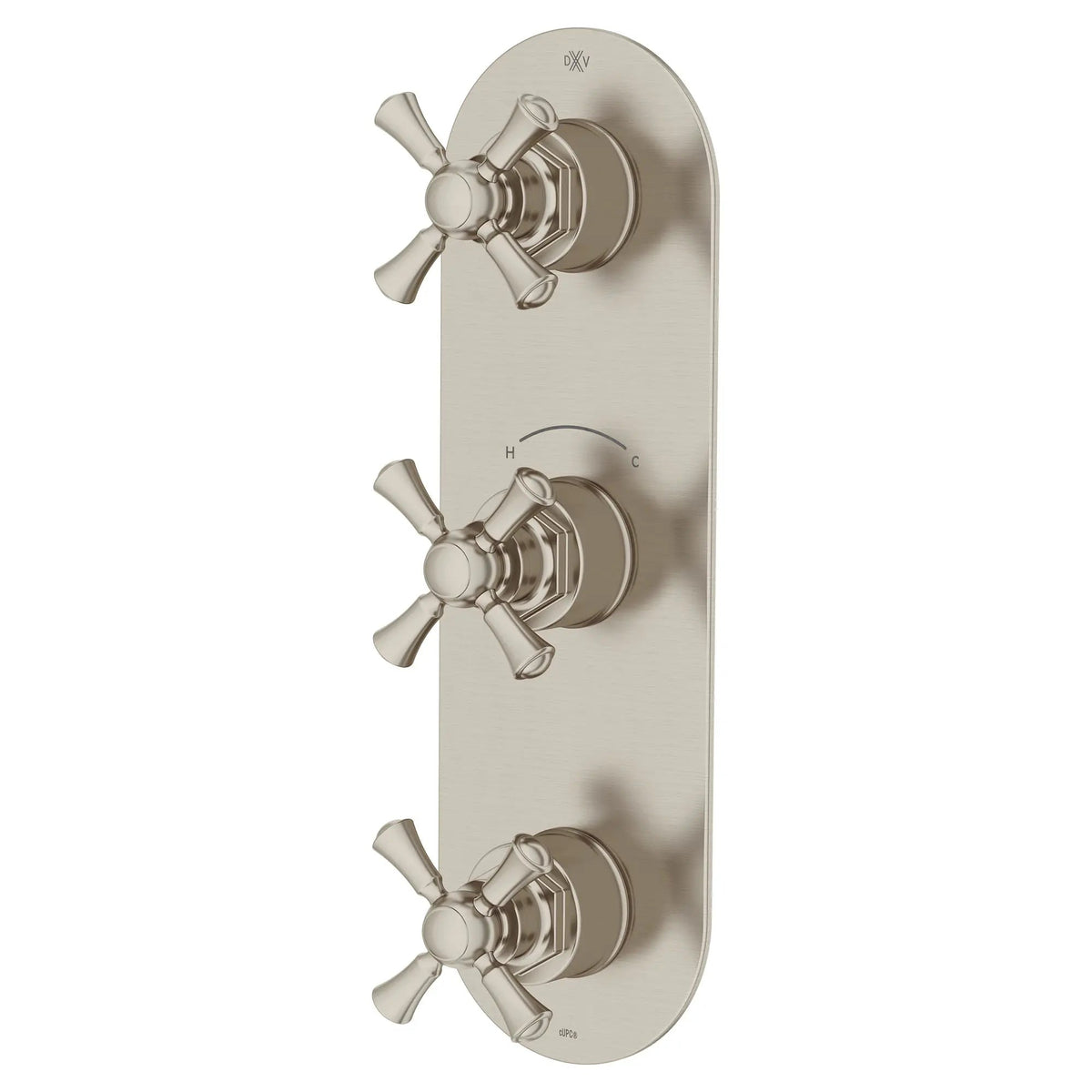 DXV Oak Hill 3-Handle Thermostatic Valve Trim Only with Cross Handles in Brushed Nickel (D35155538.144) - view 3
