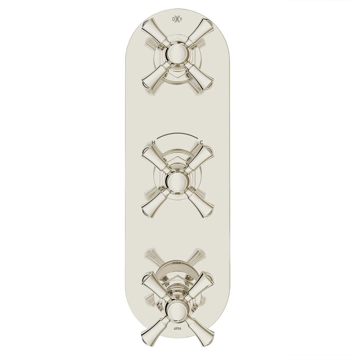DXV Oak Hill 3-Handle Thermostatic Valve Trim Only with Cross Handles in Platinum Nickel (D35155538.150)