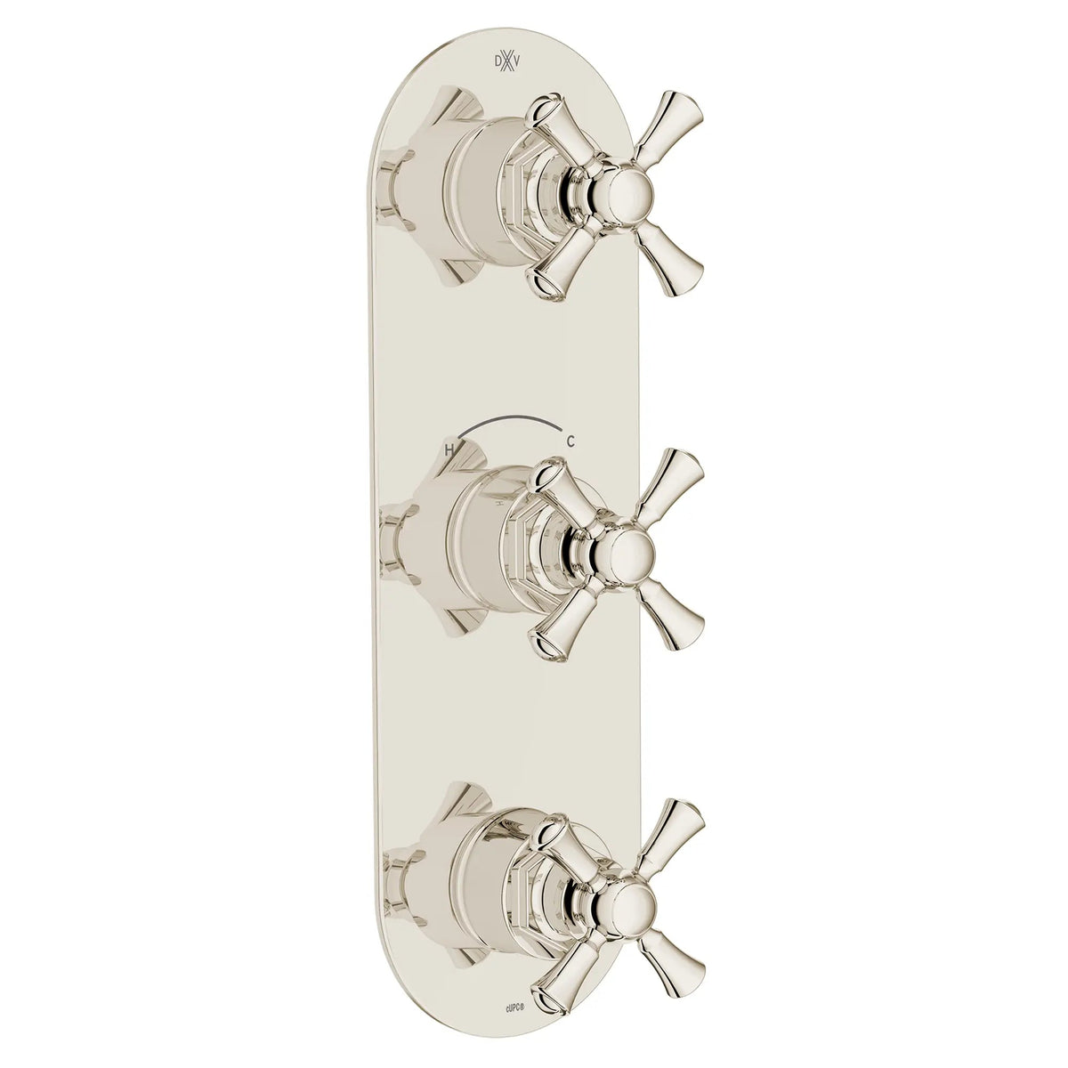 DXV Oak Hill 3-Handle Thermostatic Valve Trim Only with Cross Handles in Platinum Nickel (D35155538.150) - view 2