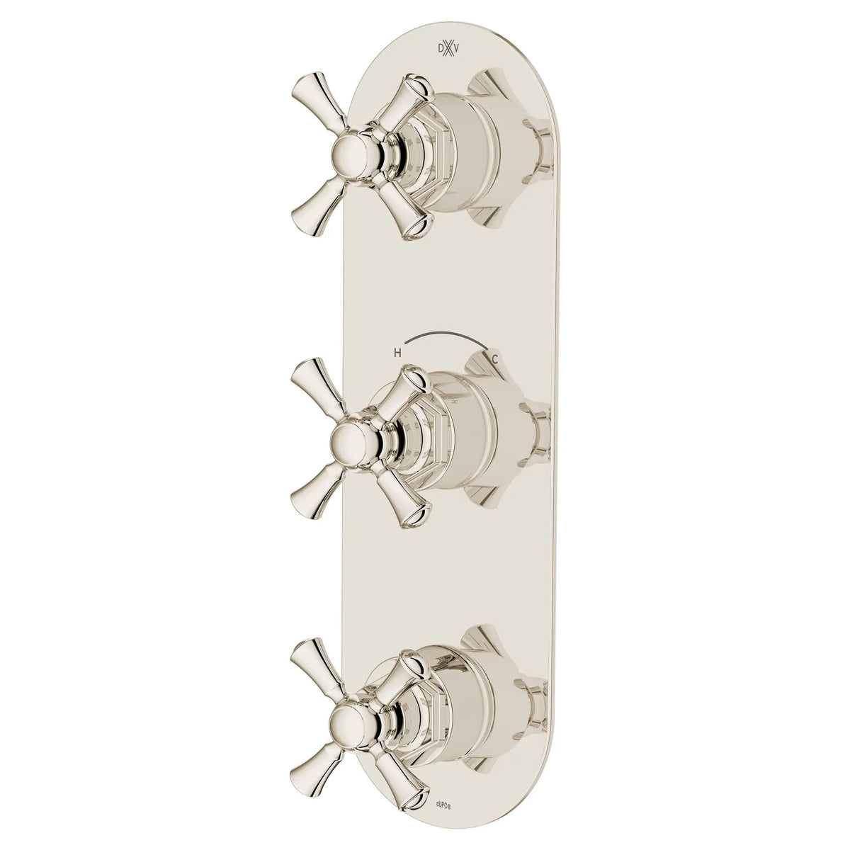 DXV Oak Hill 3-Handle Thermostatic Valve Trim Only with Cross Handles in Platinum Nickel (D35155538.150) - view 3