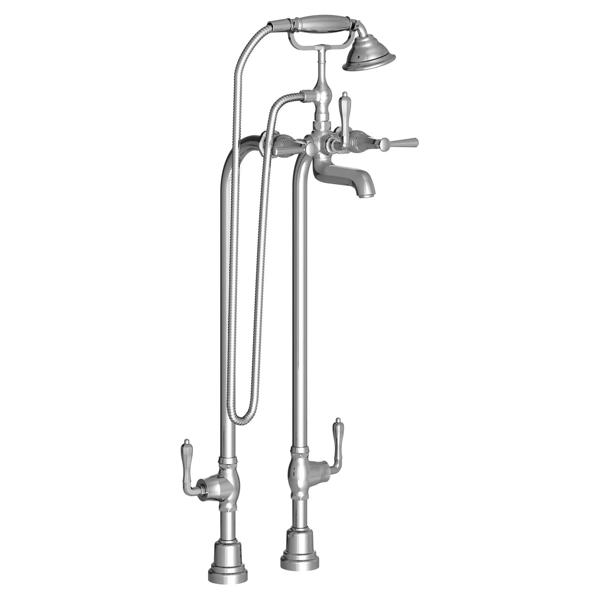 DXV Fitzgerald Floor Mount Bathtub Filler with Hand Shower and Lever Handles in Polished Chrome (D35160950.100)