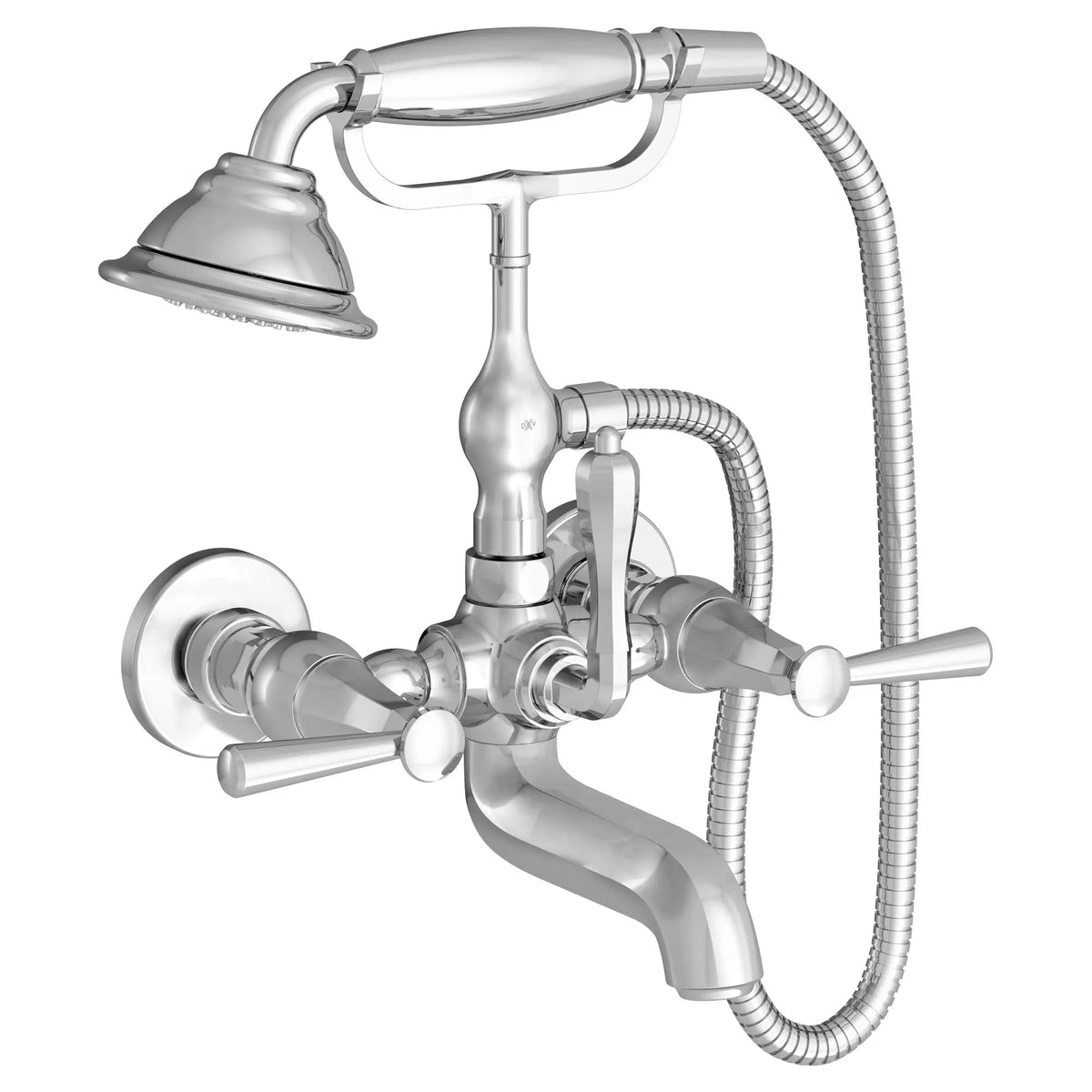 DXV Fitzgerald Wall Mount Bathtub Faucet with Hand Shower and Lever Handles in Polished Chrome (D35160980.100)