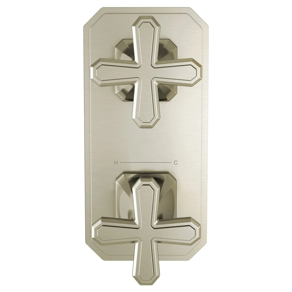 DXV Belshire 2-Handle Thermostatic Valve Trim Only with Cross Handles in Brushed Nickel (D35170528.144)