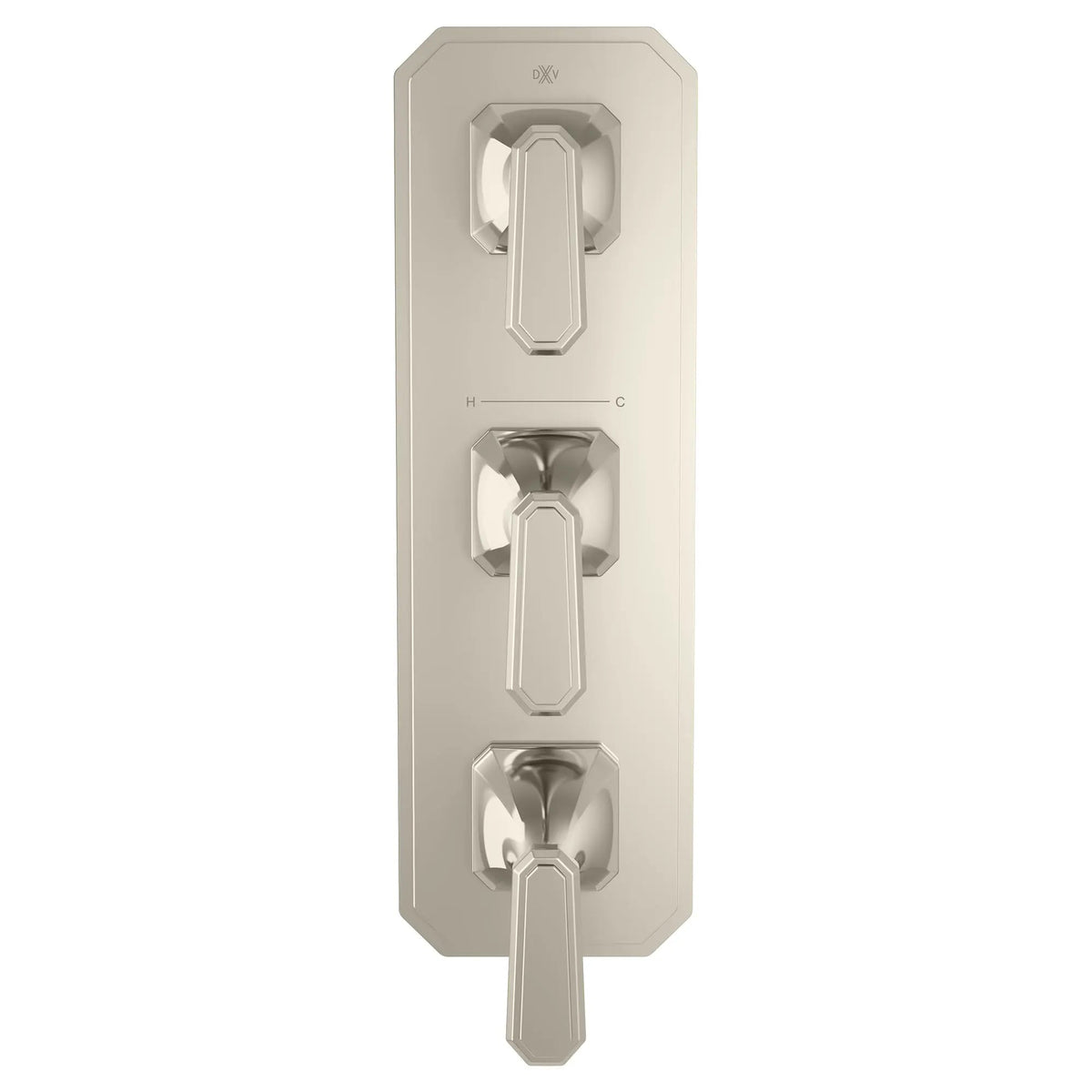 DXV Belshire 3-Handle Thermostatic Valve Trim Only with Lever Handles in Platinum Nickel (D35170537.150)